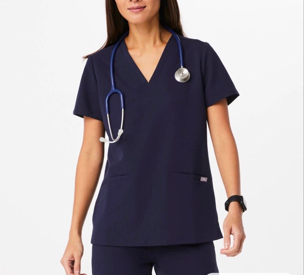 Figs NEW Size M Navy Blue Casma Scrubs Top